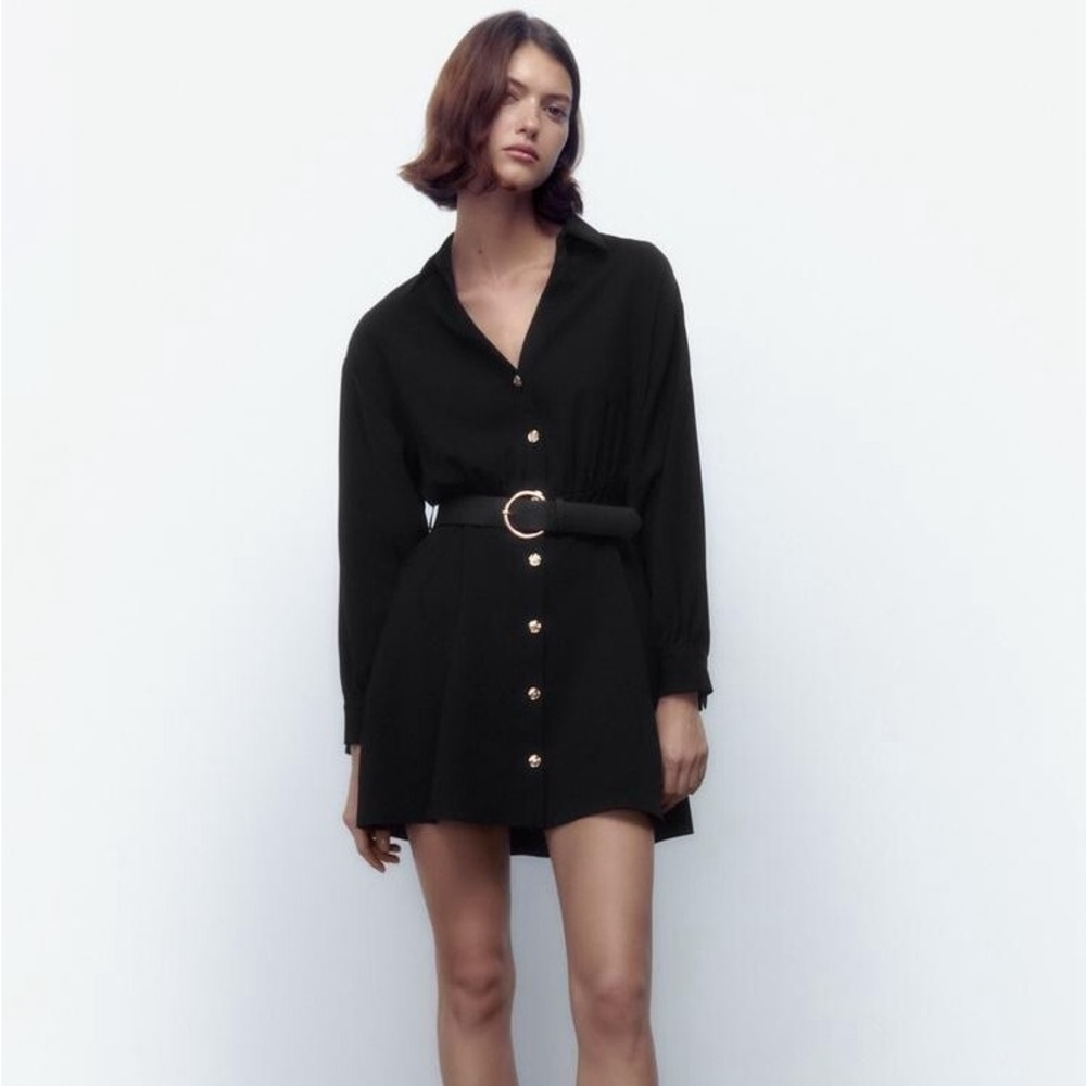 Zara Black Button-Up Dress